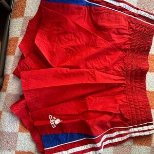 Adidas Red Shorts with Blue and White Accents